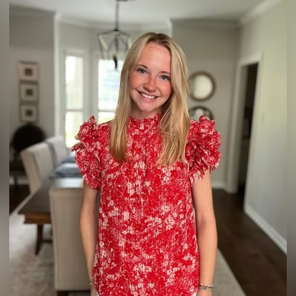 Sugarlips Red Ruffle Sleeve Top - Picture 1 of 1